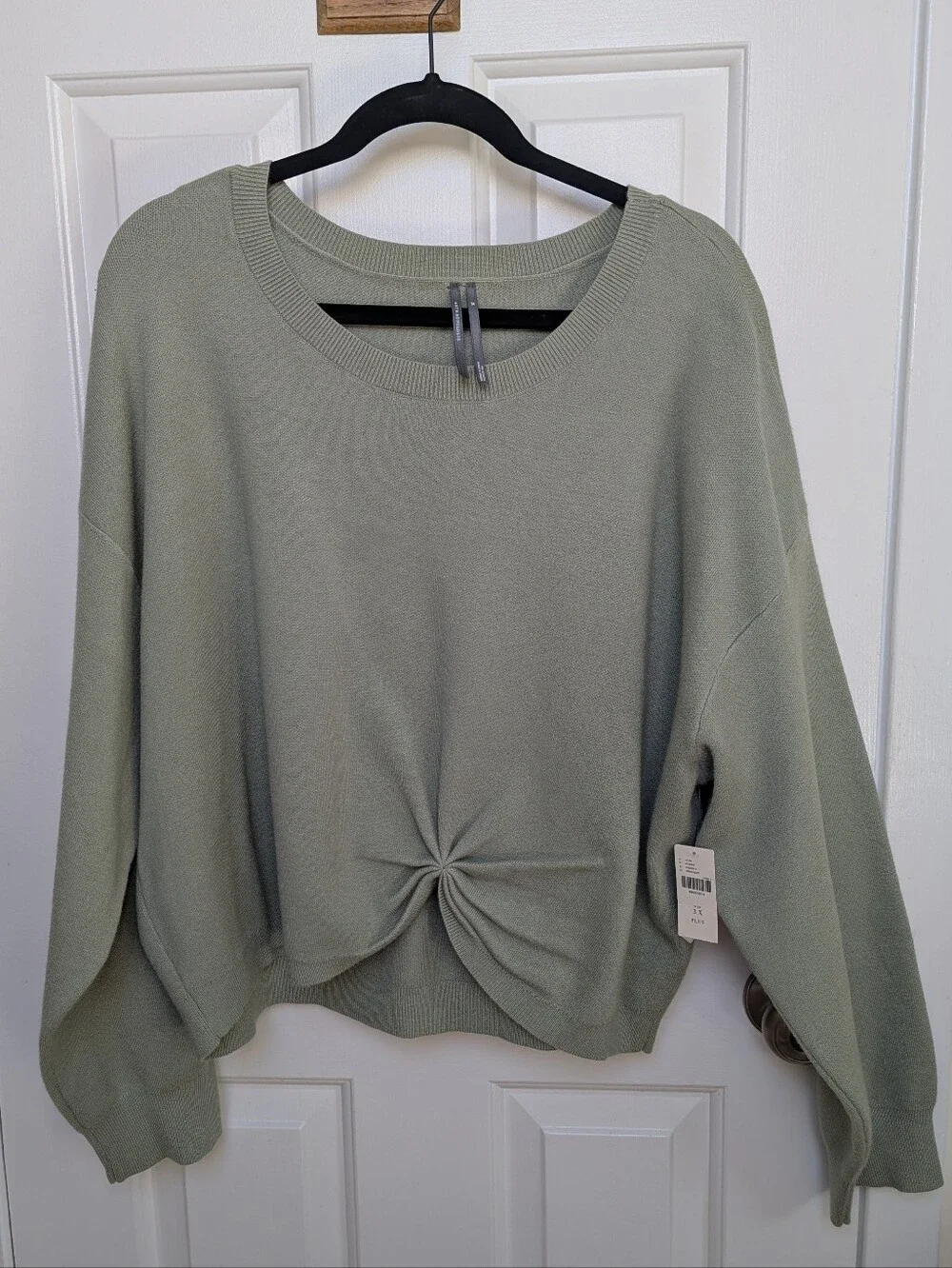 Anthropologie Sage Green Twisted Front Sweater NWT - Size 3x